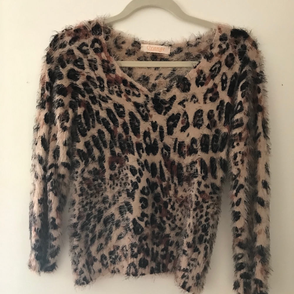 Leopard Print Fuzzy Sweater